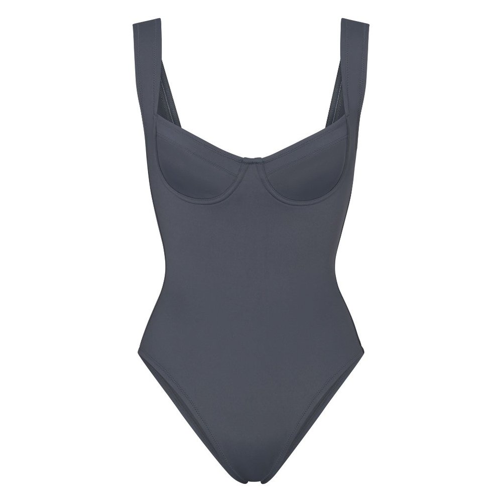 NWT SKIMS Shaping Swim Underwire One Piece Gunmetal - Size XS
